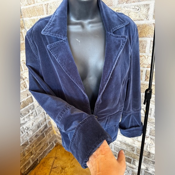 Twill Twenty Two Navy Velvet Blazer Size Large - Picture 3 of 10